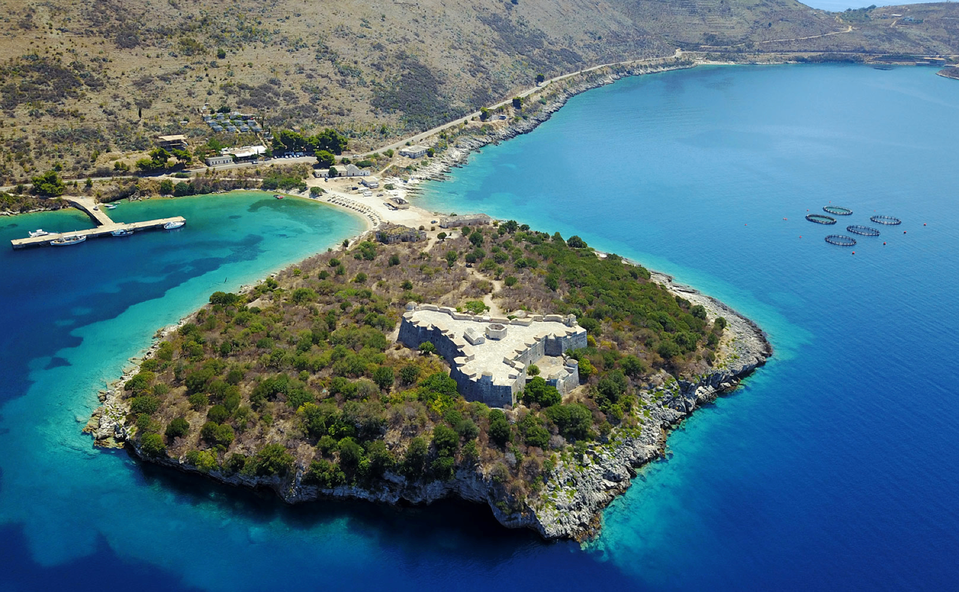 Porto Palermo Castle on its slim peninsula, south of Dhërmi.